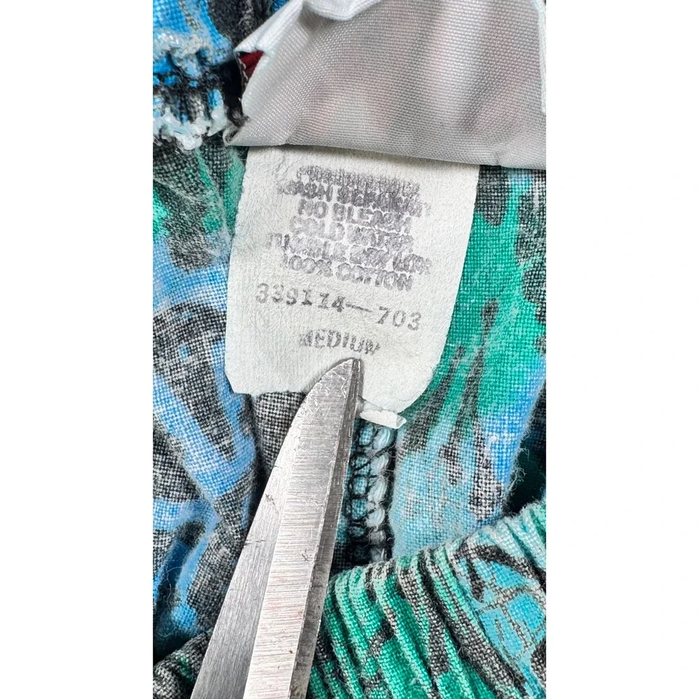 Vintage Mix Activewear Mens Floral Print Joggers Blue Teal Cotton Made in USA M